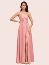 Elegant A-Line One Shoulder Long Soft Satin Bridesmaid Dresses Online