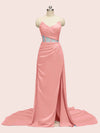 Elegant Mermaid Sweetheart Side Slit Long Soft Satin Formal Prom Dresses Online