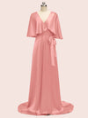 Bat Sleeves Elegant Long Soft Satin Bridesmaid Dresses Online