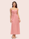 Elegant Spaghetti Straps A-Line Ankle Length Short Satin Bridesmaid Dresses Online