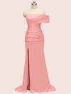 Sexy Mermaid One Shoulder Long Side Slit Soft Satin Bridesmaid Dresses Online