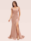 Sexy Off Shoulder Side Slit Stretchy Jersey Long Mermaid Bridesmaid Dresses Online