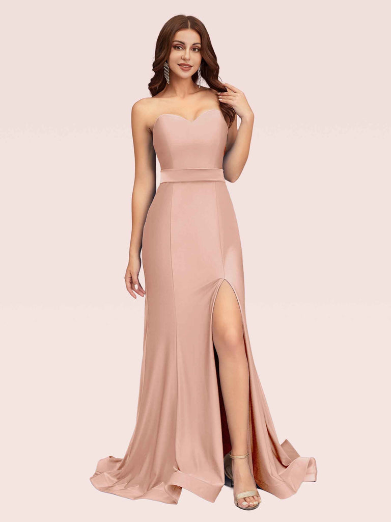 Sexy Side Slit Stretchy Jersey Long Mermaid Evening Prom Dresses Online