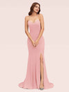 Sexy Halter Criss Cross Back Stretchy Jersey Long Mermaid Evening Prom Dresses With Slit