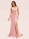 Sexy Off Shoulder Side Slit Stretchy Jersey Long Mermaid Evening Prom Dresses Online
