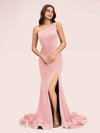 Sexy Side Slit One Shoulder Stretch Jersey Long Mermaid Bridesmaid Dresses