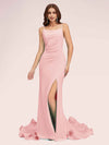 Sexy Backless Spaghetti Straps Side Slit Stretchy Jersey Long Mermaid Prom Dresses