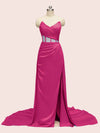 Elegant Mermaid Sweetheart Side Slit Long Soft Satin Formal Prom Dresses Online