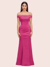 Sexy Off Shoulder Sleeveless Mermaid Long Soft Satin Bridesmaid Dresses
