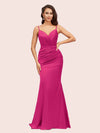 Sexy Mermaid Spaghetti Straps Long Soft Satin Bridesmaid Dresses Online