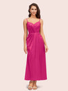 Elegant Spaghetti Straps A-Line Ankle Length Short Satin Bridesmaid Dresses Online