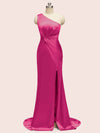 Sexy Side Slit Mermaid One Shoulder Long Soft Satin Bridesmaid Dresses Online