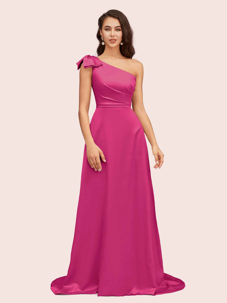 Elegant One Shoulder Long Soft Satin Bridesmaid Dresses Online Elegant One Shoulder Long Soft Satin Bridesmaid Dresses Online