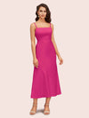 Elegant Ankle Length Spaghetti Straps Short Soft Satin Bridesmaid Dresses