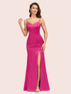 Simple Spaghetti Straps Mermaid Long Soft Satin Bridesmaid Dresses