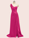 Sexy Side Slit One Shoulder Long Soft Satin Bridesmaid Dresses Online