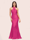 Sexy Backless Halter Long Mermaid Satin Graduation Prom Dresses Online
