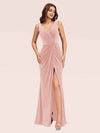 Elegant Mermaid V-Neck Long Side Slit Off Shoulder Velvet Bridesmaid Dresses For Sale