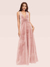 Sexy Deep V Neck Velvet V-Neck Criss Cross Long Bridesmaid Dresses Online