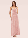 Elegant Velvet Spaghetti Straps V-neck Modern Long Bridesmaid Dresses