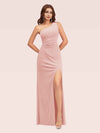 Sexy Velvet One Shoulder Long Mermaid Bridesmaid Dresses With Slit
