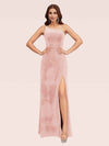 Sexy Simple One Shoulder Long Velvet Graduation Prom Dresses With Slit