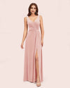 Modern Velvet V-Neck Side Slit Long Formal Prom Dresses Online