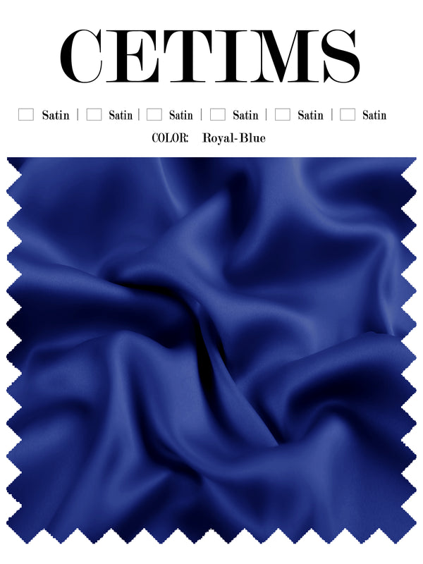 Soft Satin Fabric Swatch Royal-Blue