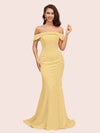 Sexy Mermaid Off Shoulder Long Soft Satin Formal Prom Dresses For Women
