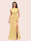 Sexy Open Back Mermaid Jewel Neck Long Soft Satin Bridesmaid Dresses Online