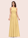 Elegant Halter A-line Long Satin Bridesmaid Dresses Online With Bow