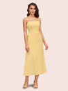 Elegant Ankle Length Spaghetti Straps Short Soft Satin Bridesmaid Dresses