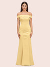 Sexy Off Shoulder Sleeveless Mermaid Long Soft Satin Bridesmaid Dresses