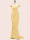 Sexy Backless Spaghetti Straps Long Soft Satin Mermaid Party Prom Dresses Online