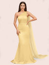 Unique Mermaid One Shoulder Long Soft Satin Formal Prom Dresses Online