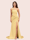 Sexy Mermaid One Shoulder Unique Side Slit Soft Satin Bridesmaid Dresses Online