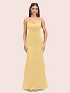 Sexy Mermaid Spaghetti Straps Long Soft Satin Bridesmaid Dresses Online