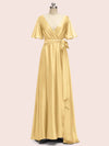 Elegant Bat Sleeves A-Line Long Soft Satin Party Prom Dresses Online