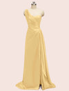 Sexy Side Slit One Shoulder Long Soft Satin Bridesmaid Dresses Online