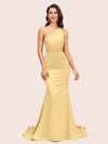 Elegant One Shoulder Mermaid Soft Satin Bridesmaid Dresses Online