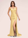 Sexy Mermaid Sweetheart Long Soft Satin Bridesmaid Dresses With Slit For Sale