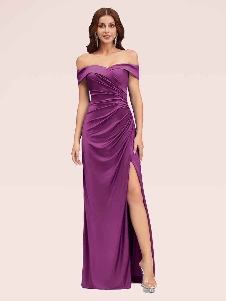 Sexy Off Shoulder Side Slit Stretchy Jersey Long Mermaid Bridesmaid Dresses Online Sexy Off Shoulder Side Slit Stretchy Jersey Long Mermaid Bridesmaid Dresses Online