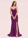 Sexy Halter Criss Cross Back Stretchy Jersey Long Mermaid Evening Prom Dresses With Slit