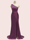 Sexy Side Slit Mermaid One Shoulder Long Soft Satin Bridesmaid Dresses Online