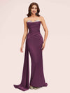 Sexy Sweetheart Long Silky Soft Satin Mermaid Graduation Prom Dresses