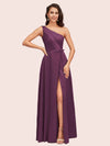 Elegant A-Line One Shoulder Long Soft Satin Bridesmaid Dresses Online