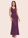 Elegant Cowl Neck Mermaid Long Soft Satin Party Prom Dresses Online