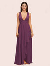 Elegant A-Line V-Neck Long Soft Satin Bridesmaid Dresses Online
