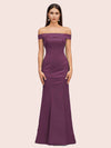 Sexy Off Shoulder Sleeveless Mermaid Long Soft Satin Bridesmaid Dresses