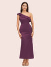 Elegant Mermaid One Shoulder Short Soft Satin Midi Party Prom Dresses Online